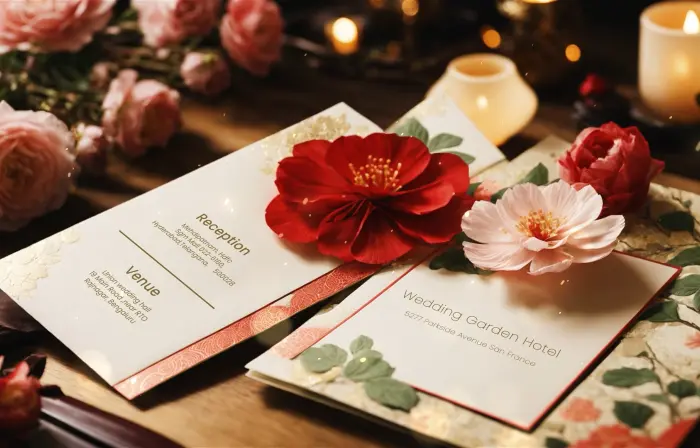 Digital Floral Wedding Invitation Card 3D Slideshow